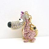 Cute Fashion Dog Keychain with Long Ears and Pink Rhinestones