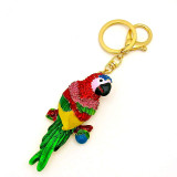 Parrot Keychain with Multicolor Enamel and Rhinestones