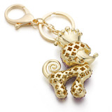 Large Poodle Dog Keychain with Crown and Rhinestones