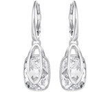 Swarovski Holding Earrings with White Crystal, Rhodium