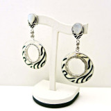 Ripple Circle Earrings with Moonstone, Black/White