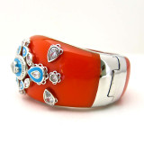 Indian Coral Bangle with Turquoise Enamel