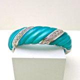  Wave Bangle, Turquoise Mother of Pearl