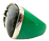 Starburst Green Labradorite Ring in Silver