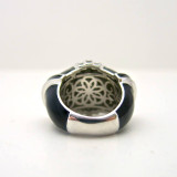 Cleopatra Black Large Ring in Silver