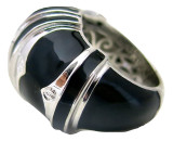 Cleopatra Black Large Ring in Silver
