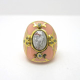 Baroque Oval Ring, Peach Resin