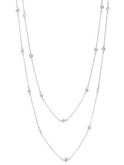 Crislu 2 mm Bezel Set CZ Long Necklace (36"), Platinum