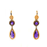Drop Earrings with Multi-Shape Purple Crystals in Rose Gold