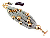 Adami & Martucci 5-Strings Silver Mesh Bracelet with Rose Gold Balls