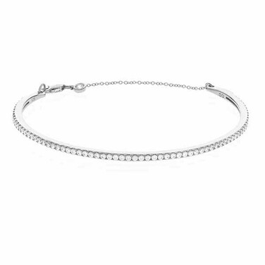 Crislu Pave Bangle in Platinum with chain extension