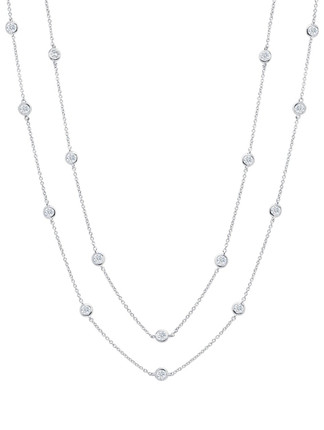 Crislu Bezel Set Long Necklace (36"), Platinum