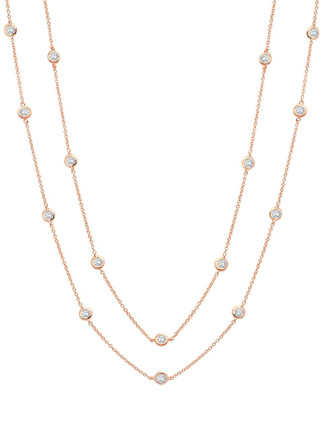 Crislu Bezel Set Long Necklace (36"), Rose Gold