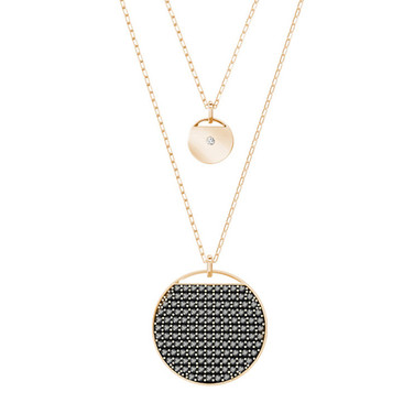 Swarovski Ginger Double Layered Pendant, Black in Rose Gold Plating