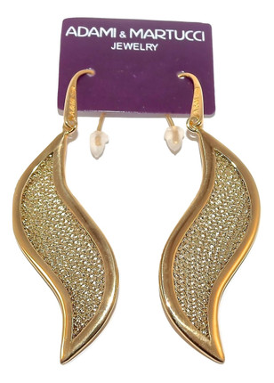 Adami & Martucci Leaf Shape Gold Mesh Earrings 