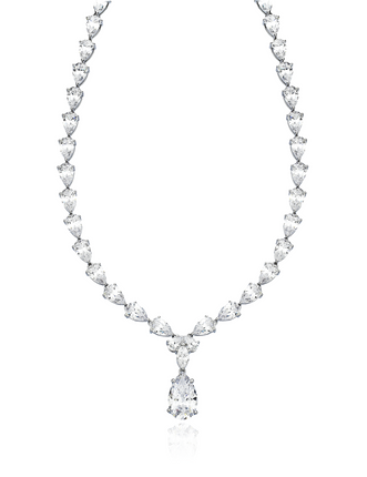 Crislu White CZ Pear Drop Necklace