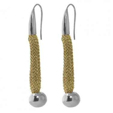 Adami & Martucci Gold Mesh Earrings with Silver Beads