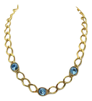 Rebecca Necklace with Blue Swarovski Crystals