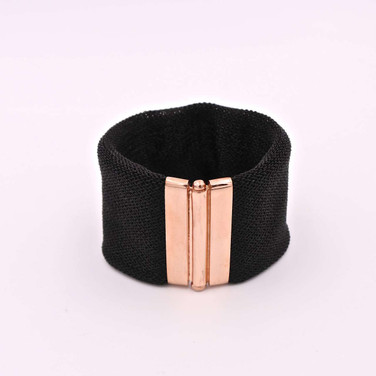 Adami & Martucci Black Mesh Cuff Bracelet with Rose Gold Closure