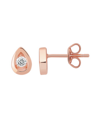 Crislu Teardrop Frame Stud Earrings in Rose Gold