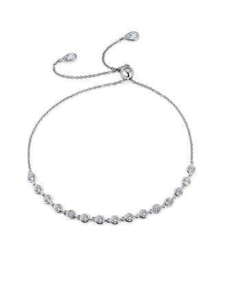 Crislu Bezel Set Adjustable Bracelet in Platinum