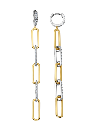 Crislu Two-Tone Open Links Long Earrings