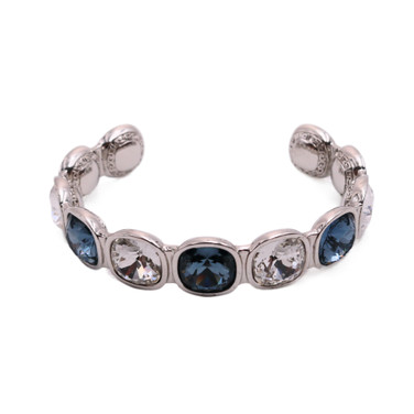 Rebecca Bangle with Blue and White Square Swarovski Crystals Rebecca Bangle with Blue and White Square Swarovski Crystals