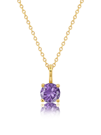 Crislu Birthstone Charm Pendant in Gold - Amethyst