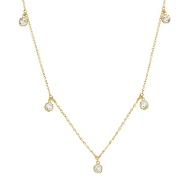 Crislu Bezel Set Drops Chain Necklace, Gold