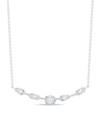 Crislu Lavish Multi Shape Cut CZ Necklace in Platinum