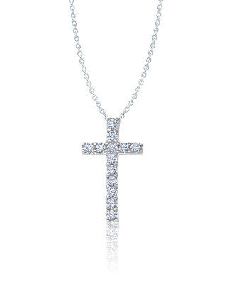 Crislu Pave Cross Pendant in Platinum