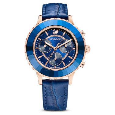 Swarovski Octea Lux Watch with Blue Leather Strap