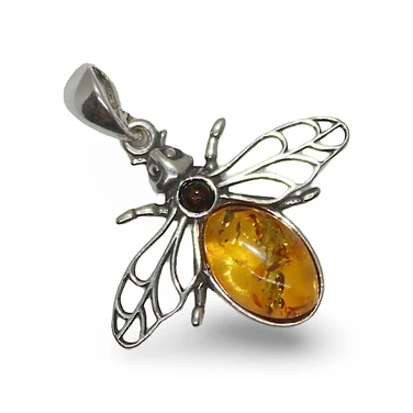 Baltic Amber Pendant with Honeybee Charm 