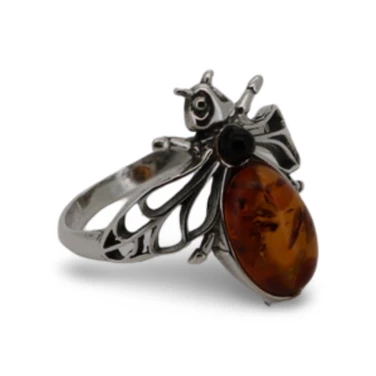Baltic Amber Honeybee Ring
