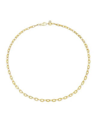 Crislu Gold and White Glaze Chain Links Necklace