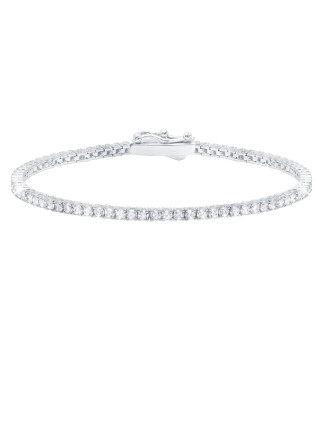 Crislu Silver Tennis Bracelet in Platinum (7 inches)