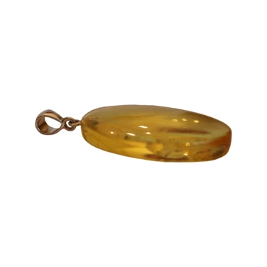 Baltic Amber Pendant - Honey Long Drop Sterling Silver Natural Amber