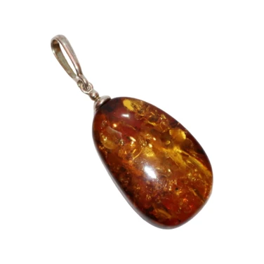 Baltic Amber Pendant - Cognac Oval Rich Tone Polished