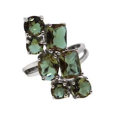 Zultanite Color Changing Cluster Statement Ring  in Silver