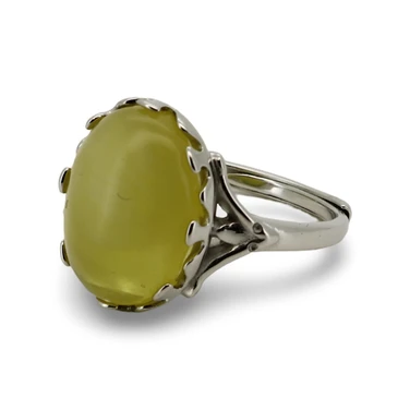 Baltic Amber - Large Oval Honey Lemon Amber Statement Ring in Sterling Silver