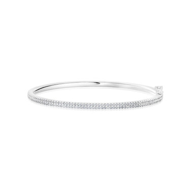 Crislu Half Pave Eternity Bangle in Platinum 