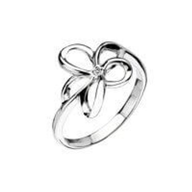 Hot Diamonds Plumeria Open Petal Flower Silver Ring with Real Diamond