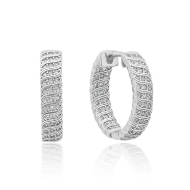 Crislu Wave Hoop Earrings in Platinum Plating