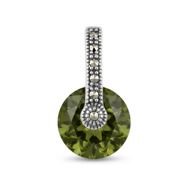 Zultanite Color Changing Round Spinner Pendant with Marcasite Accents
