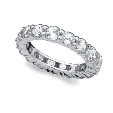 Crislu Classic Large Stone Eternity Silver Band