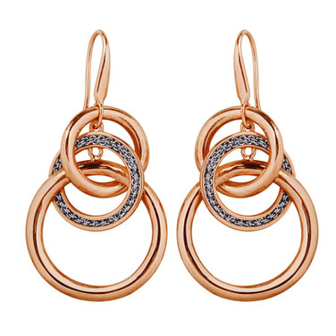 Adami & Martucci Silver Mesh Twisted Circle Hook Earrings in Rose Gold 