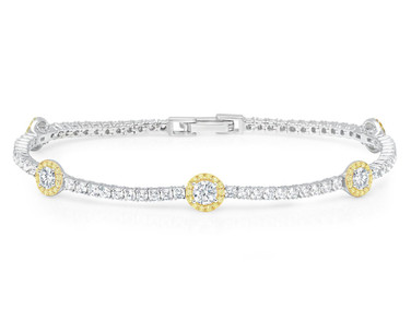 Crislu Fiore Canary Halo Tennis Bracelet