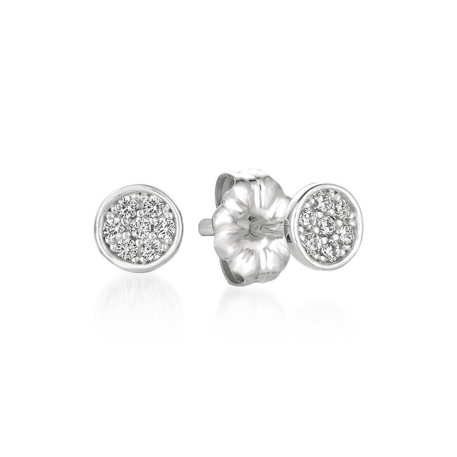 Crislu Pave Circle Stud Earrings in Platinum