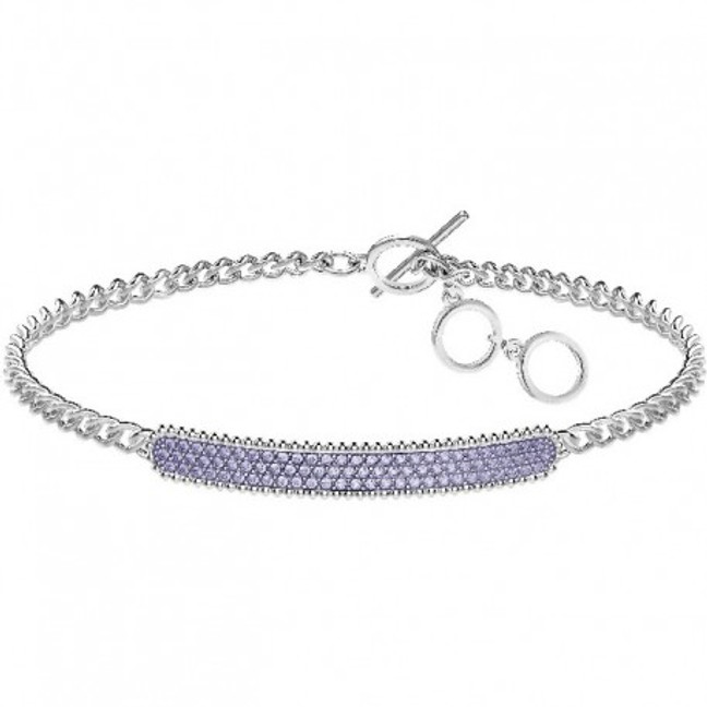 Swarovski Locket Violet Crystals Bracelet, Rhodium