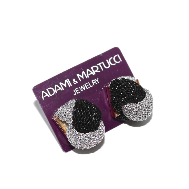 Adami & Martucci Twisted Silver and Black Mesh Stud Earrings